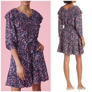 Rebecca Taylor La Vie Toile Fleur V-neck Dress, Medium